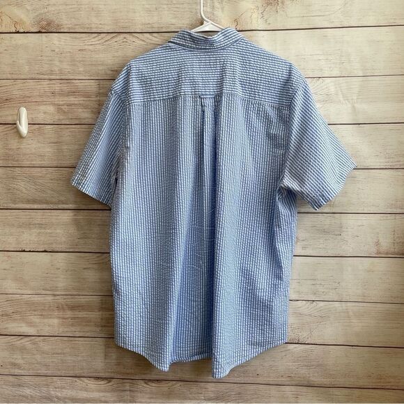 SADDLEBRED BLUE AND WHITE SEERSUCKER SHIRT - Picture 4 of 5